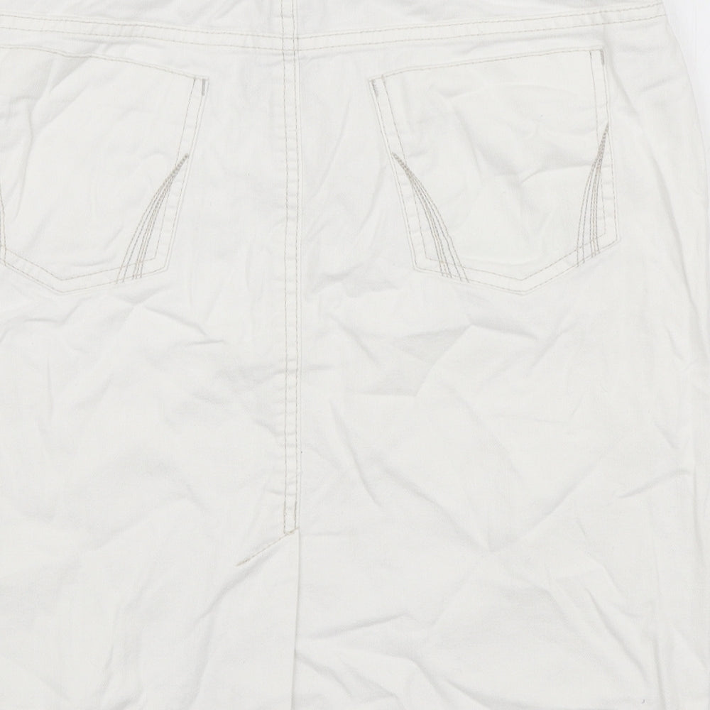 Autograph Womens White Cotton Straight & Pencil Skirt Size 12 Zip
