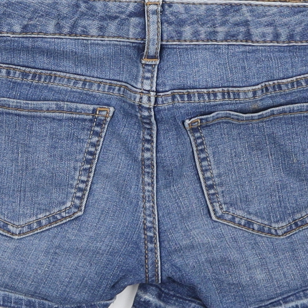 Gap Girls Blue Cotton Hot Pants Shorts Size 8 Years Regular Zip - Distressed hem