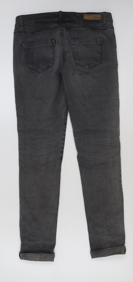 Zara Womens Grey Cotton Skinny Jeans Size 8 L30 in Regular Button
