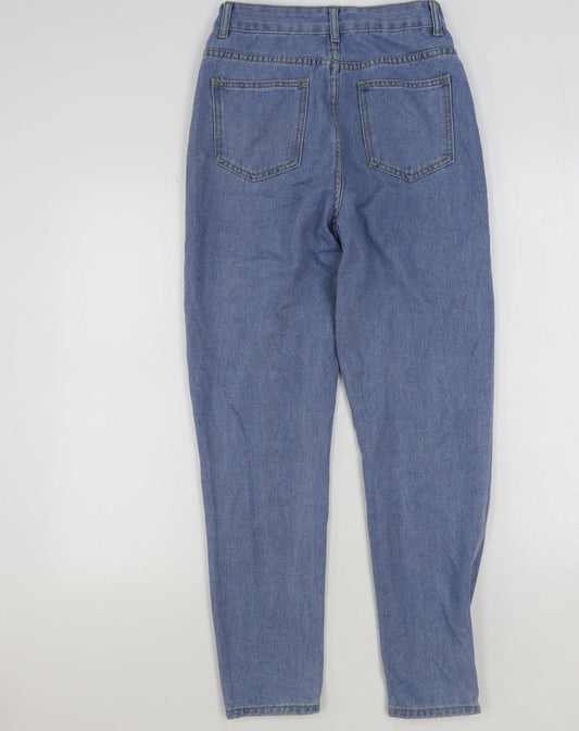 Boohoo Womens Blue Cotton Mom Jeans Size 8 L28 in Regular Button