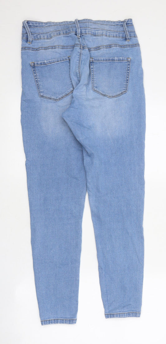 Primark Womens Blue 100% Cotton Tapered Jeans Size 10 L26 in Regular Zip