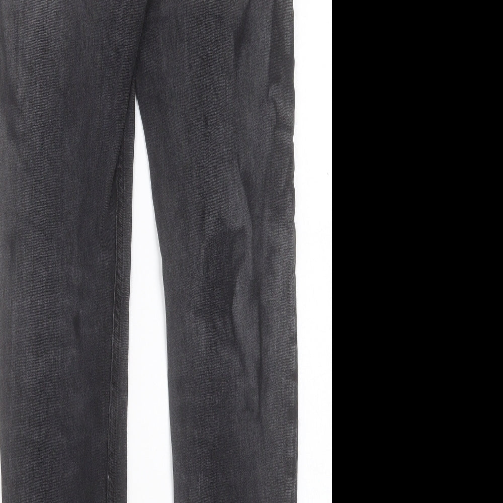 H&M Mens Black Cotton Straight Jeans Size 28 in L32 in Slim Button