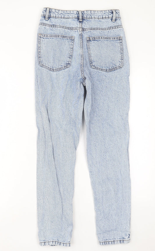 Denim & Co. Womens Blue Cotton Straight Jeans Size 6 L28 in Regular Button