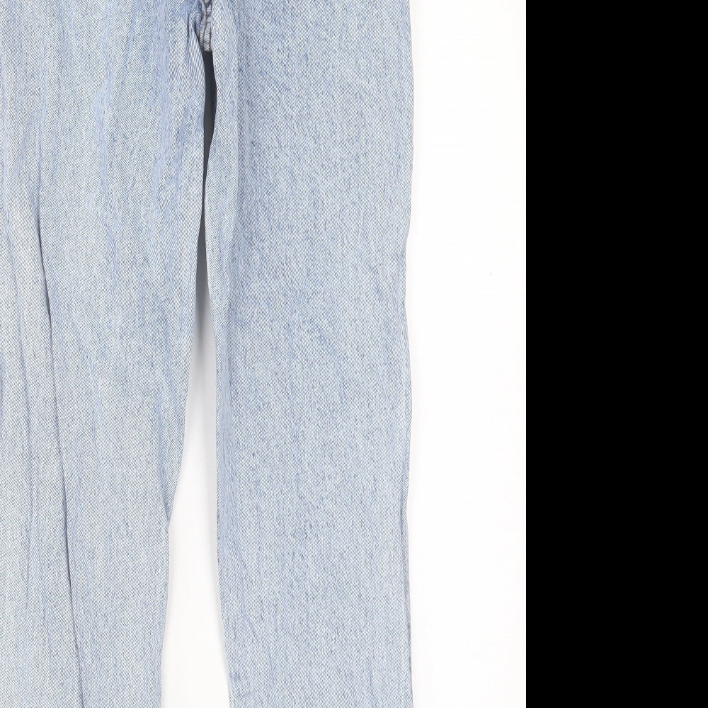 Denim & Co. Womens Blue Cotton Straight Jeans Size 6 L28 in Regular Button