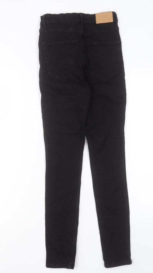 Zara Womens Black Cotton Skinny Jeans Size 8 L26 in Regular Button