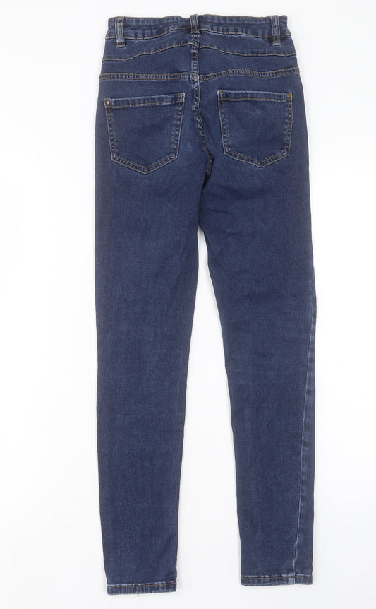 New Look Womens Blue Cotton Skinny Jeans Size 6 L27 in Regular Button