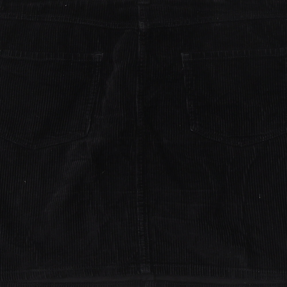 NEXT Womens Black Cotton A-Line Skirt Size 8 Zip