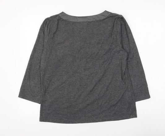CC Womens Grey Polyester Basic Blouse Size L Scoop Neck