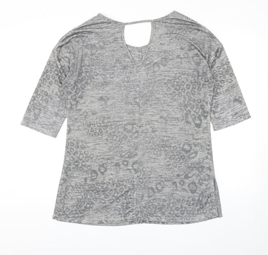 George Womens Grey Scoop Neck Animal Print Polyester Tunic Jumper Size 14 - Leopard Print