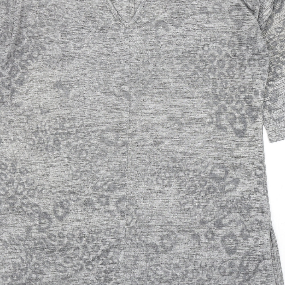 George Womens Grey Scoop Neck Animal Print Polyester Tunic Jumper Size 14 - Leopard Print