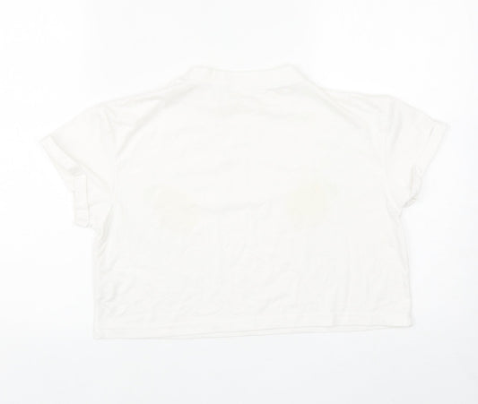 Womens UK Size 8 Missguided White Cropped T-Shirt