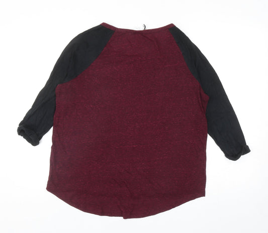 Womens UK Size M Divided Red Basic T-Shirt