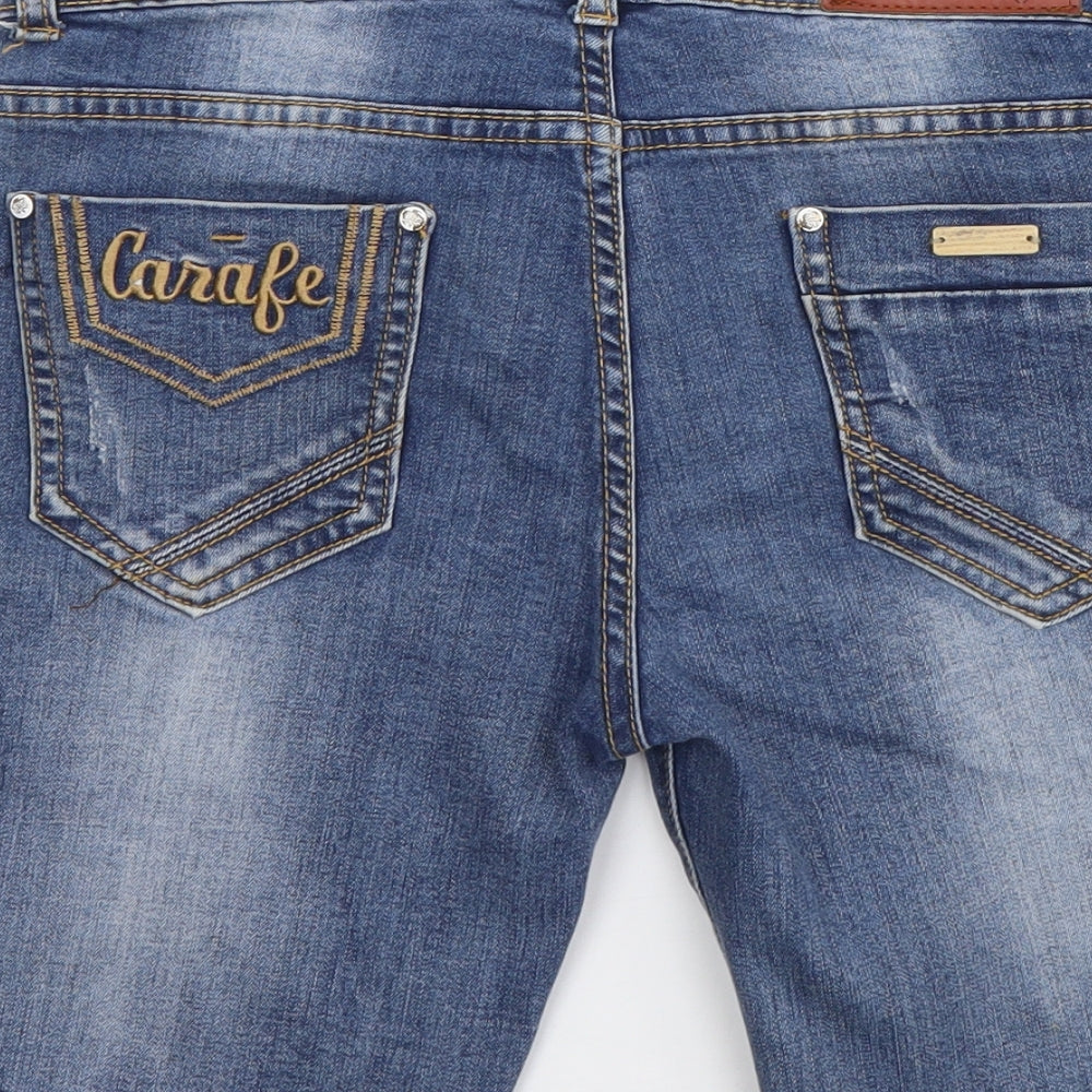 Carafe Womens Blue Cotton Bermuda Shorts Size 28 in L7 in Regular Button