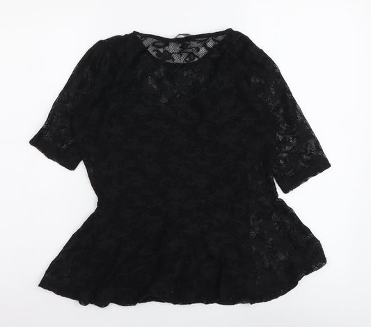 Womens UK Size 10 Dorothy Perkins Black Basic Blouse