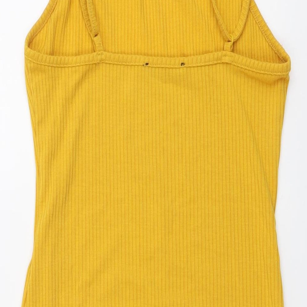 SheIn Womens Yellow Polyester Bodysuit One-Piece Size S Snap