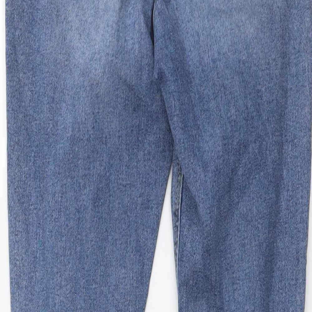 Topshop Womens Blue Cotton Skinny Jeans Size 26 in L32 in Regular Button - Distressed Look