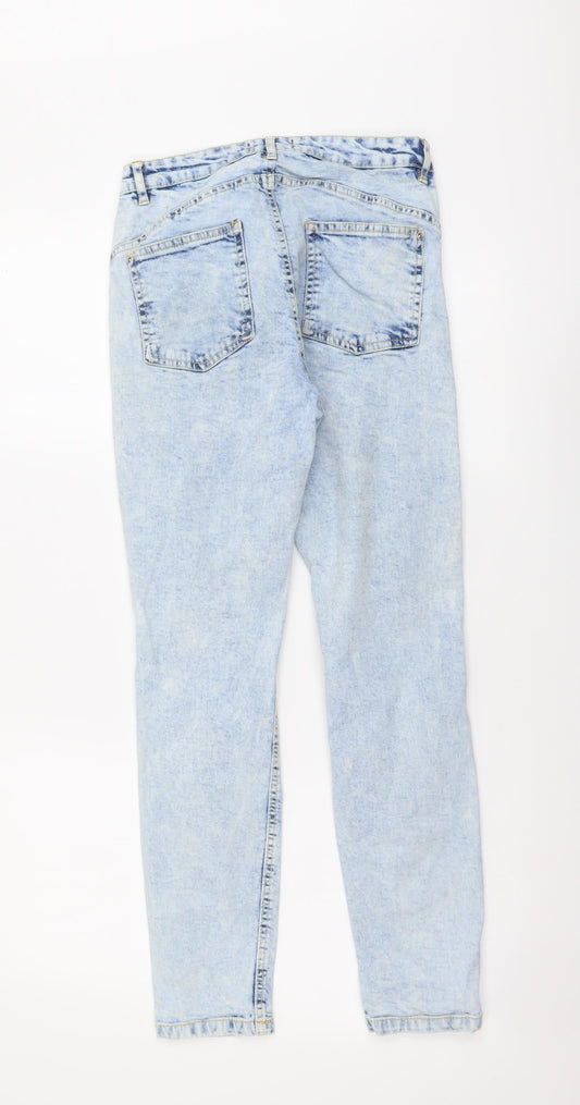 Select Womens Blue Cotton Mom Jeans Size 10 L26 in Regular Button - Distressed Look