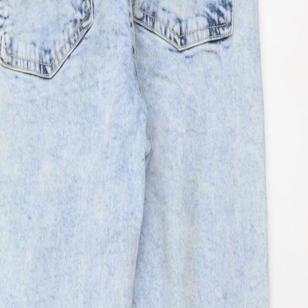 Select Womens Blue Cotton Mom Jeans Size 10 L26 in Regular Button - Distressed Look