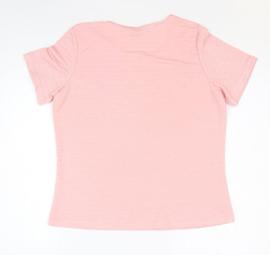 Berkertex Womens Pink Polyester Basic T-Shirt Size 14 Scoop Neck