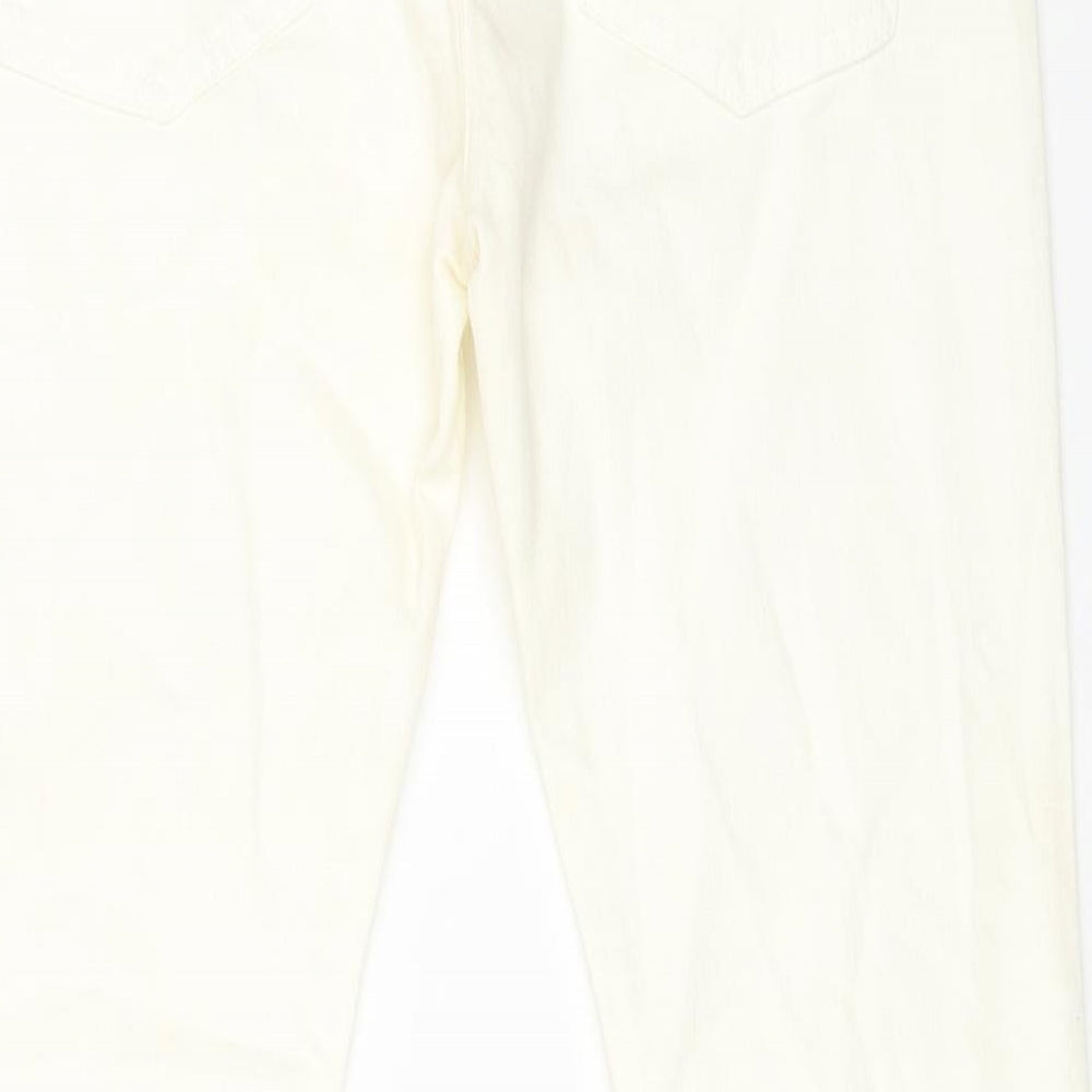 leana woaman Womens White Cotton Straight Jeans Size 28 in L24 in Regular Zip