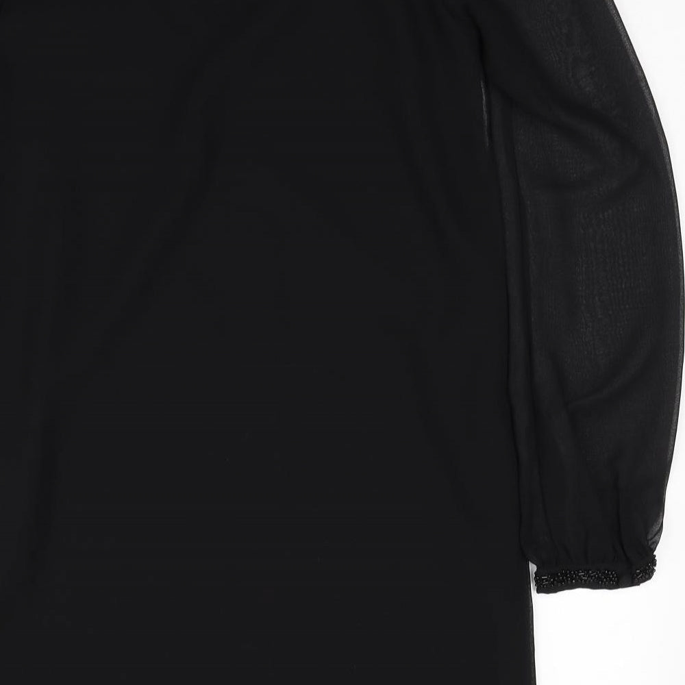 NEXT Womens Black Polyester Shift Size 10 Collared Button