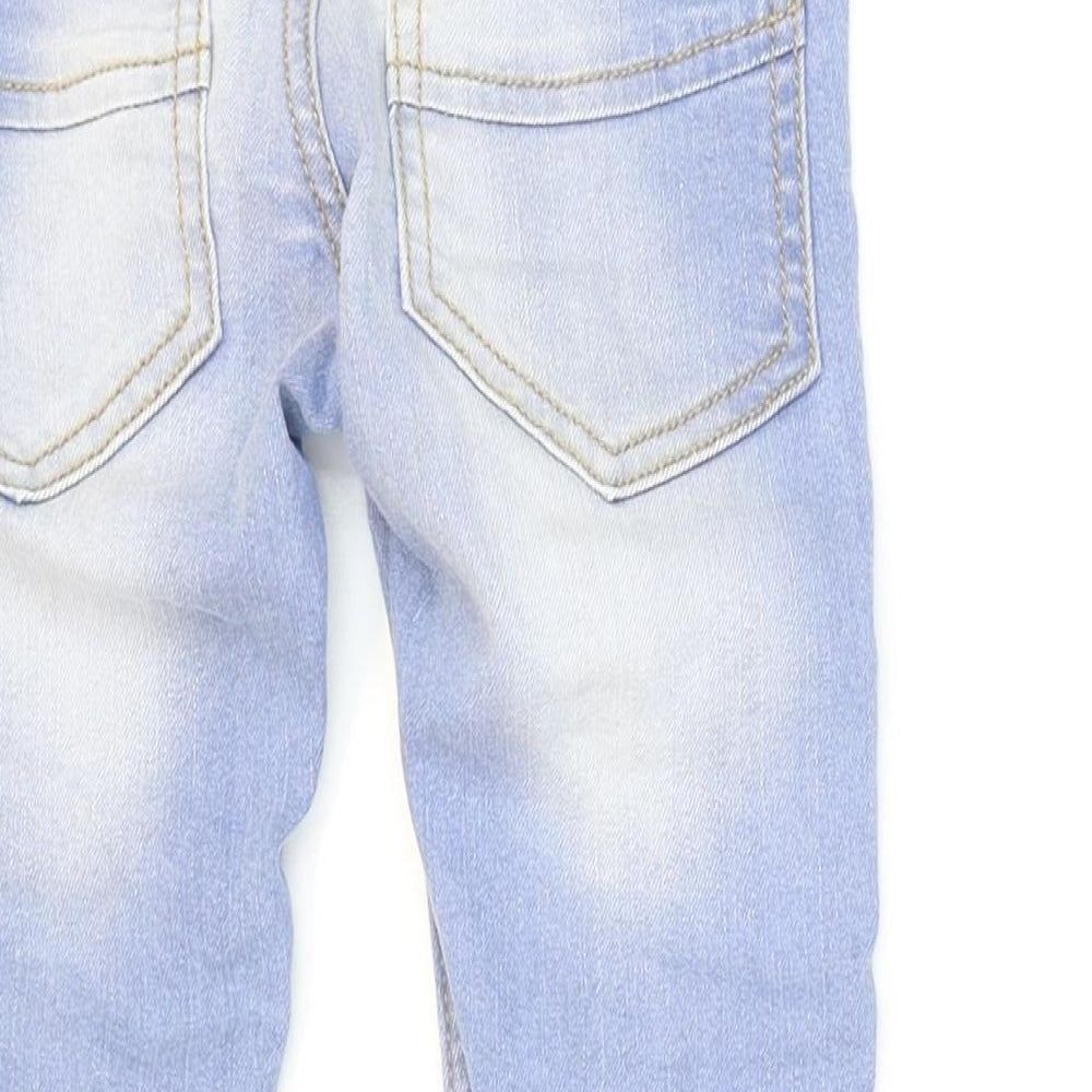 United Colours of Benetton Boys Blue Cotton Skinny Jeans Size XS Regular Button - Washed look 17in inside leg