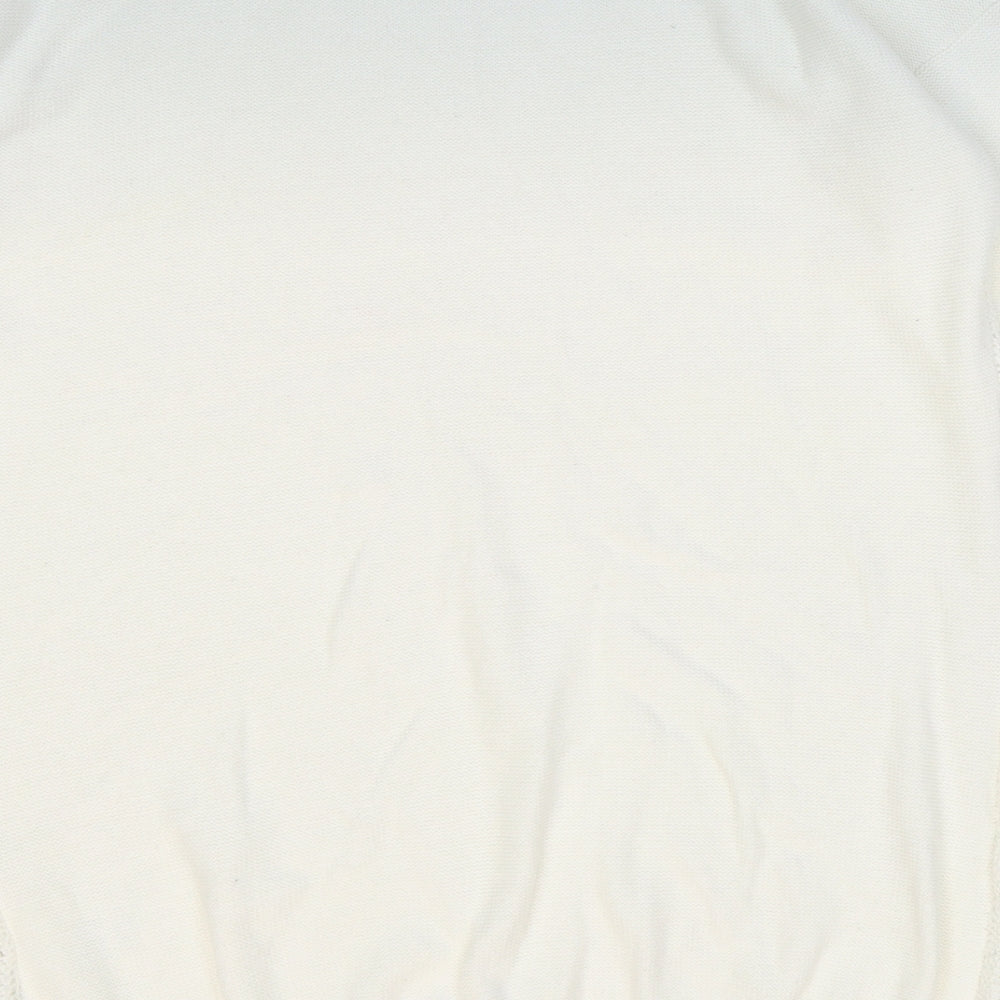 Damart Womens White Round Neck Geometric Acrylic Pullover Jumper Size 10