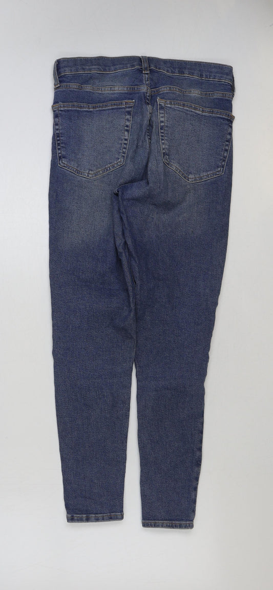 Topshop Womens Blue Cotton Skinny Jeans Size 28 in L30 in Regular Button