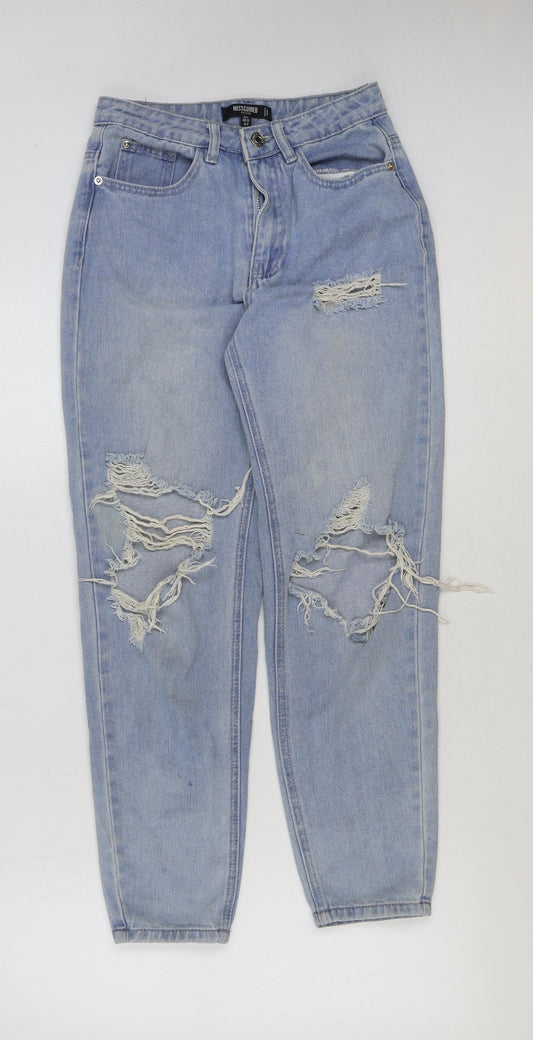 Womens UK Size 4 Missguided Regular Fit Mom Blue Jeans