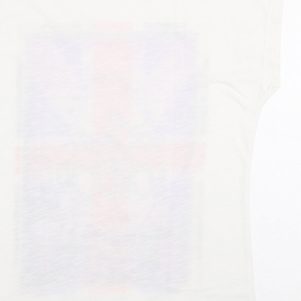 Atmosphere Womens White Cotton Basic T-Shirt Size 8 Boat Neck - London