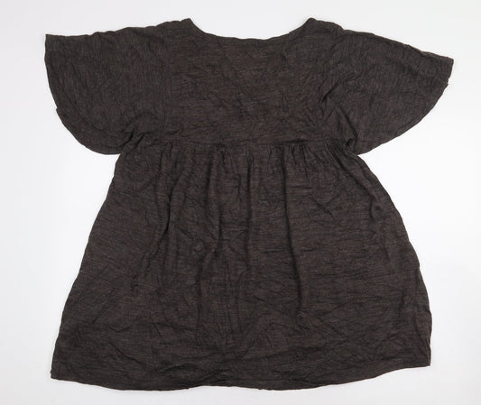 Ethel Austin Womens Brown Acrylic Basic Blouse Size 12 V-Neck