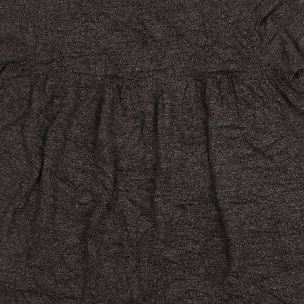 Ethel Austin Womens Brown Acrylic Basic Blouse Size 12 V-Neck