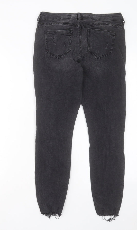 Denim & Co. Womens Black Cotton Skinny Jeans Size 12 L26 in Regular Button