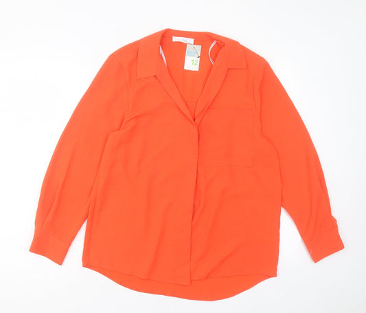 Womens UK Size 12 Primark Orange Basic Button-Up