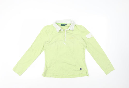 Chervo Womens Green Cotton Basic Polo Size 12 Collared
