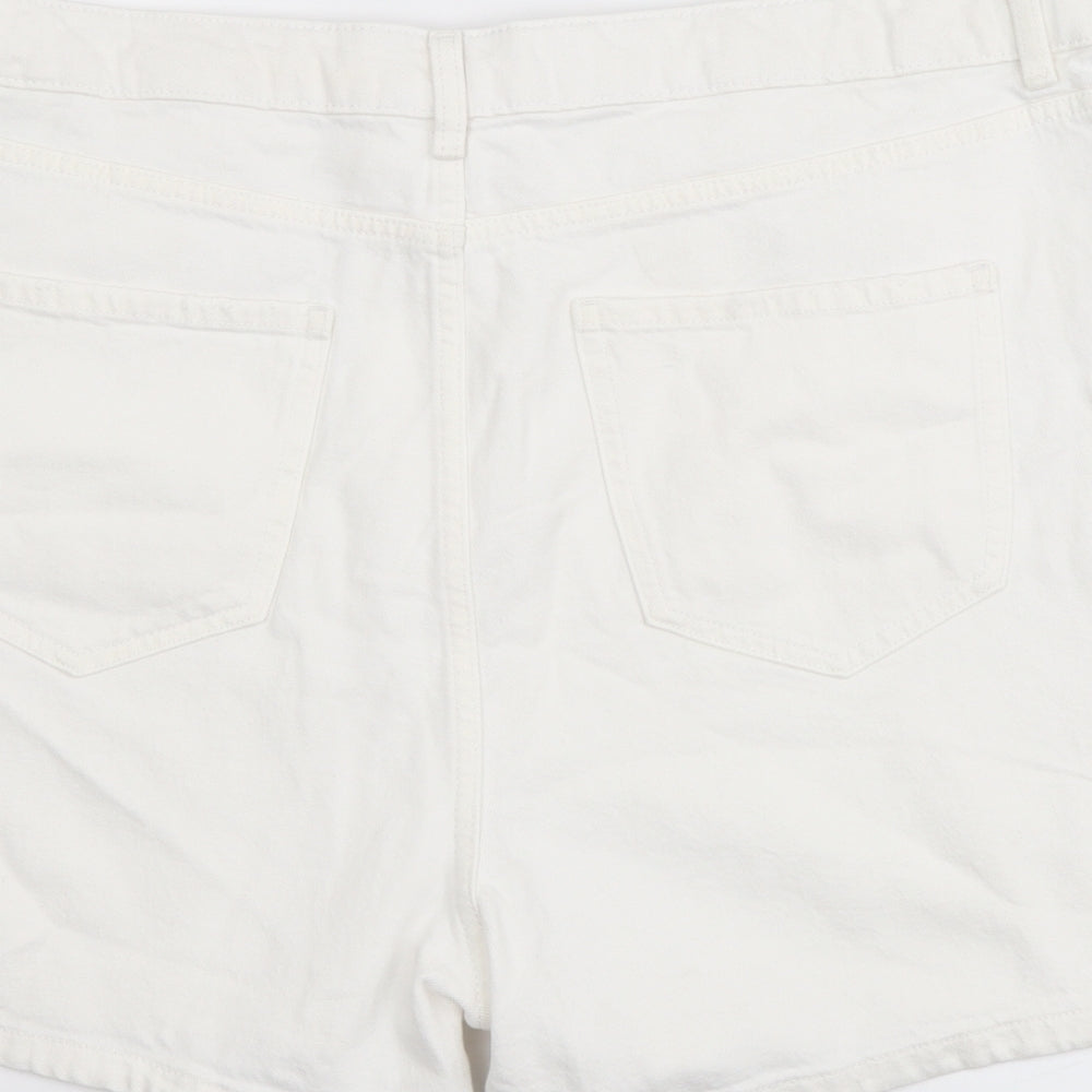 Marks and Spencer Womens White Cotton Mom Shorts Size 20 L4 in Regular Button