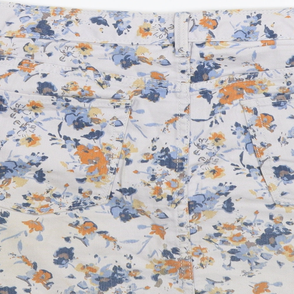 Gap Womens Multicoloured Floral Cotton Mini Skirt Size 8 Button