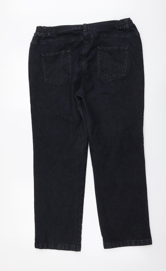 Essentials Womens Blue Cotton Straight Jeans Size 14 L27 in Regular Button