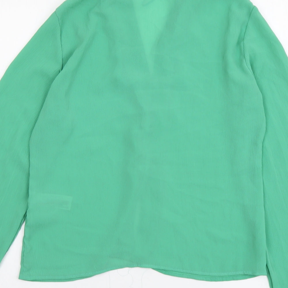 Primark Womens Green Polyester Basic Button-Up Size 8 Collared