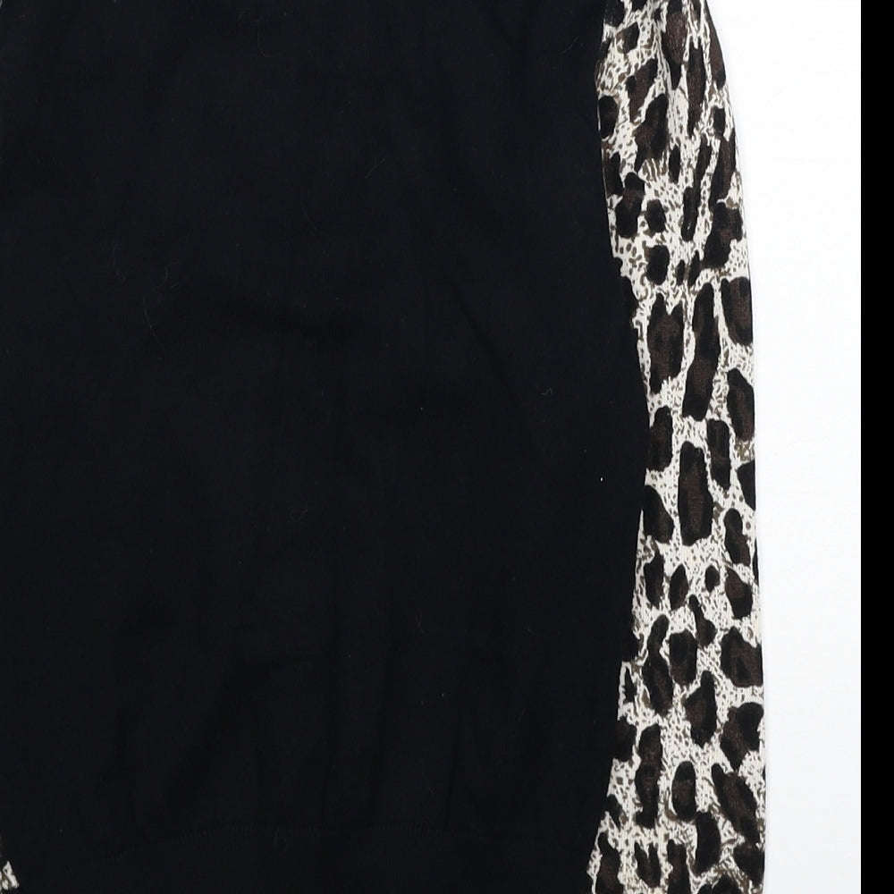 Karen Millen Womens Multicoloured Round Neck Animal Print Viscose Cardigan Jumper Size 6 - Leopard Print Label size 1