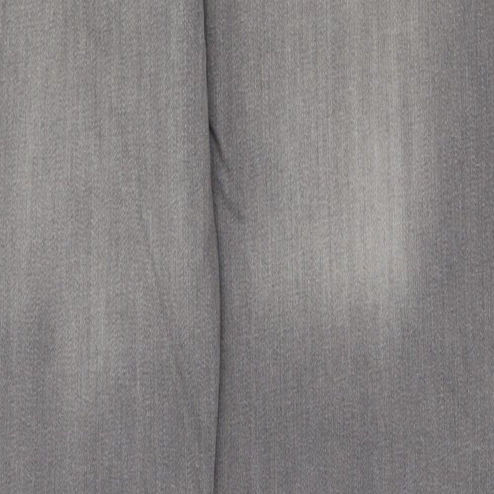 Denim & Co. Womens Grey Cotton Straight Jeans Size 32 in L32 in Regular Button