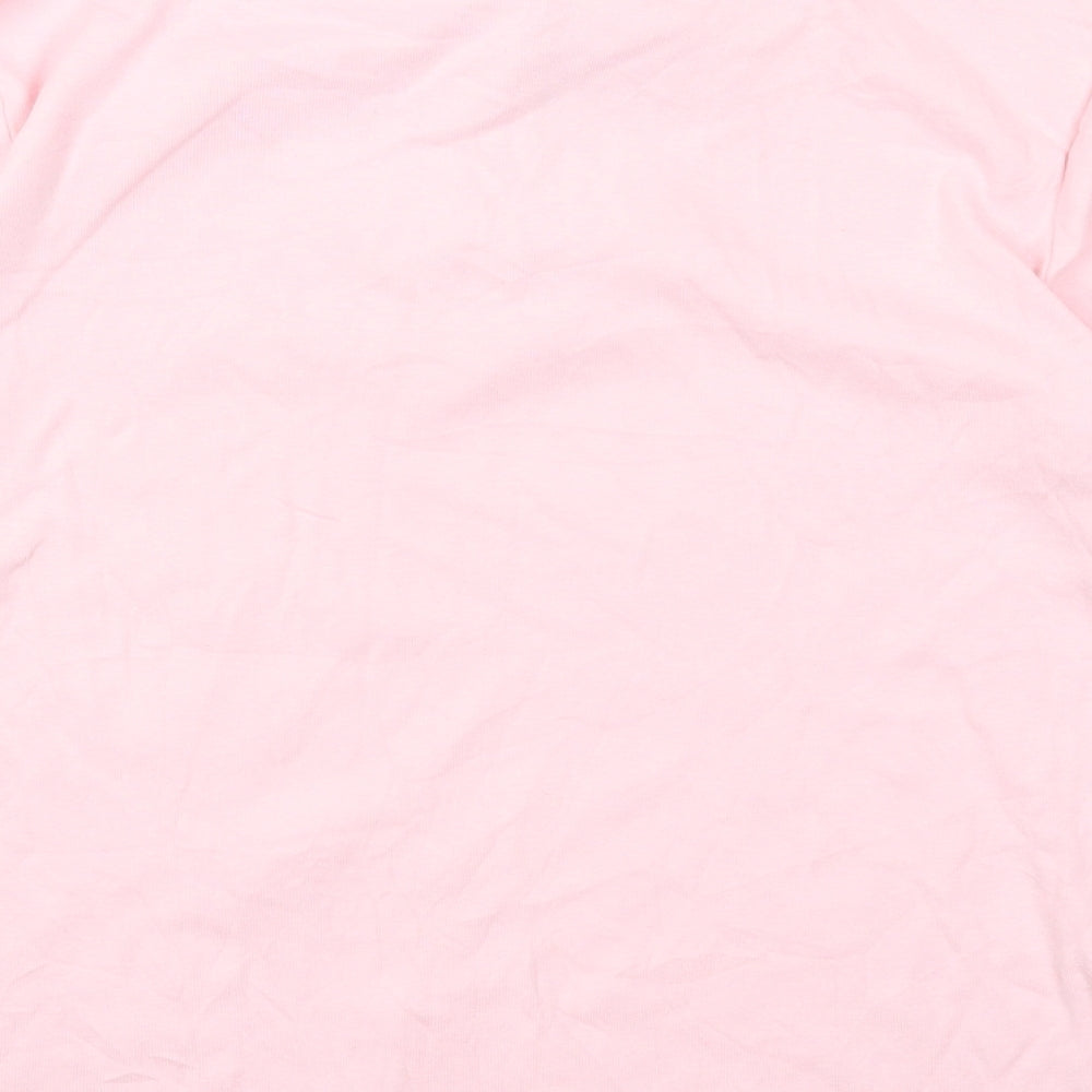 Collection Womens Pink Striped Cotton Basic T-Shirt Size 10 Collared