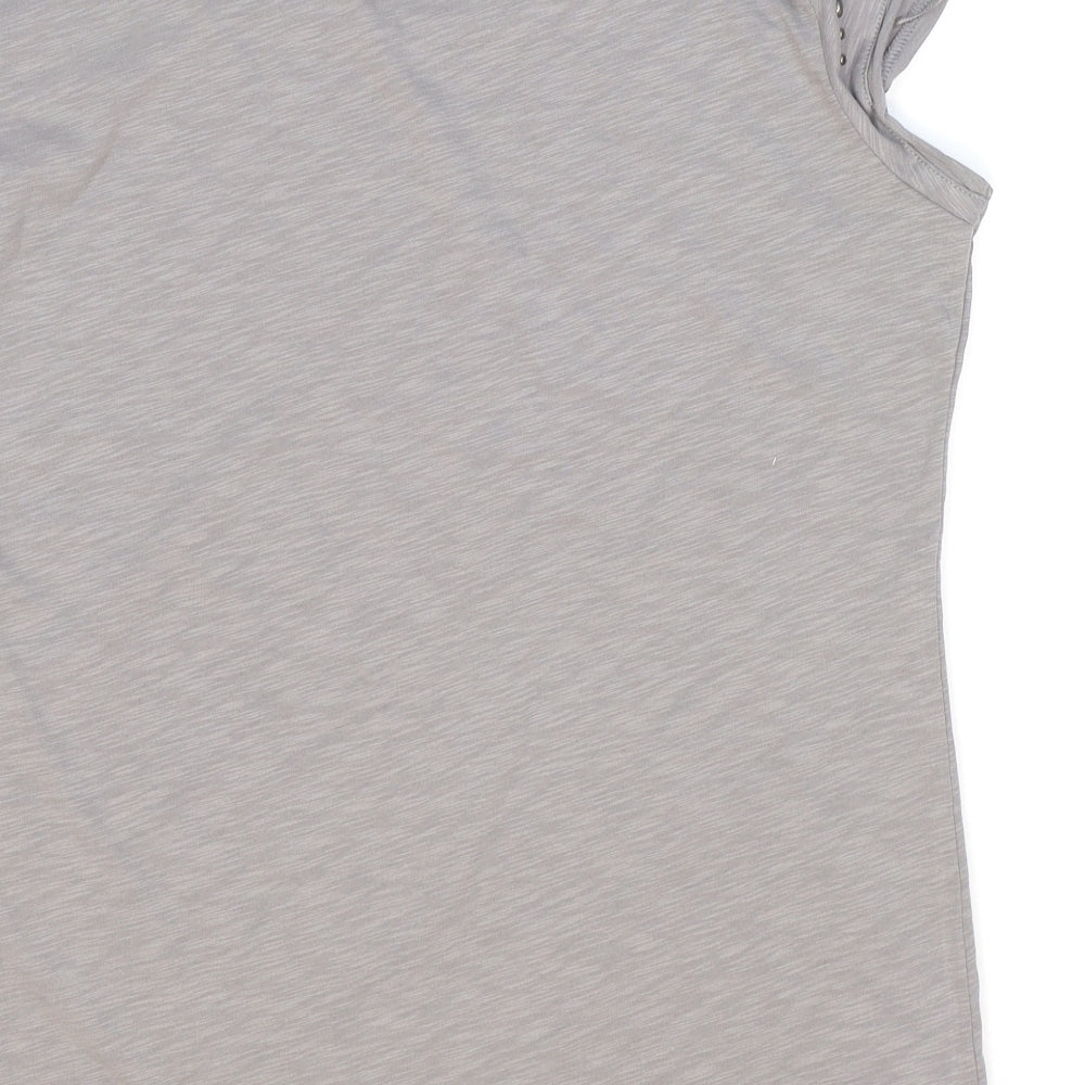 Esprit Womens Grey Cotton Basic T-Shirt Size XL Round Neck