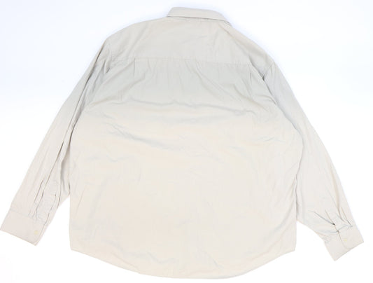 Mens UK Size 49 Mansize Beige Button-Up Long Sleeve Casual Shirt