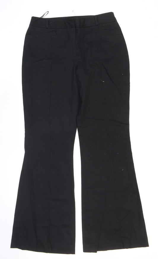 Primark Womens Black Cotton Dress Pants Trousers Size 12 L31 in Regular Zip