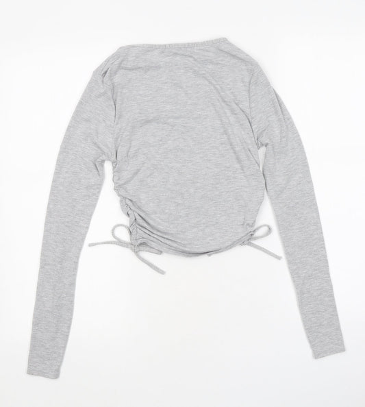 Womens UK Size 6 PRETTYLITTLETHING Grey Cropped Polo