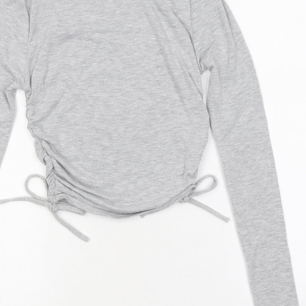 Womens UK Size 6 PRETTYLITTLETHING Grey Cropped Polo