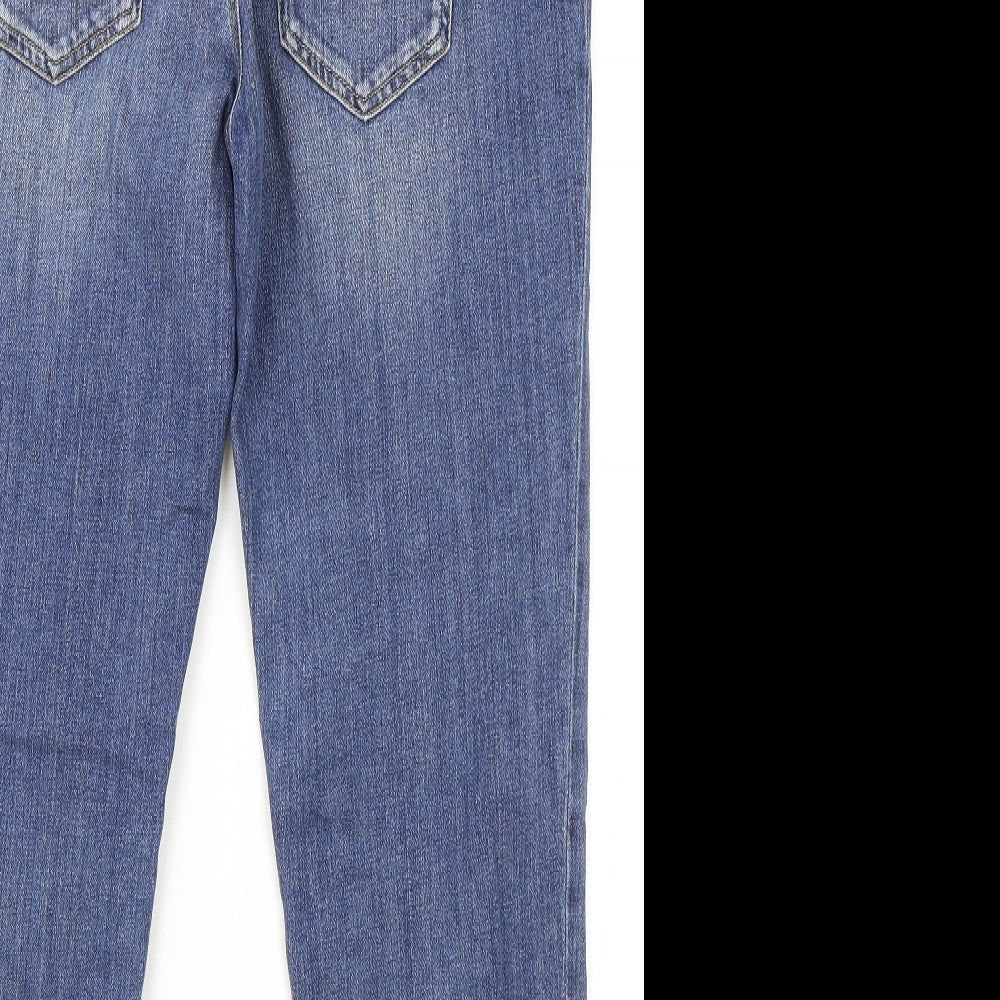 ASOS Womens Blue Cotton Straight Jeans Size 10 L27 in Regular Button