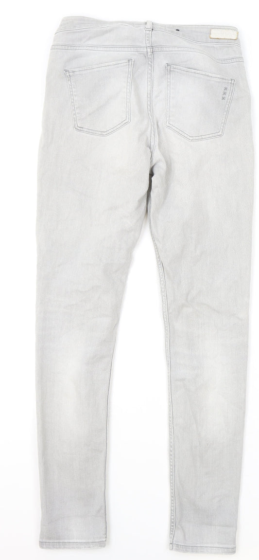 Maison Scotch Mens Grey Cotton Skinny Jeans Size 27 in L32 in Regular Zip