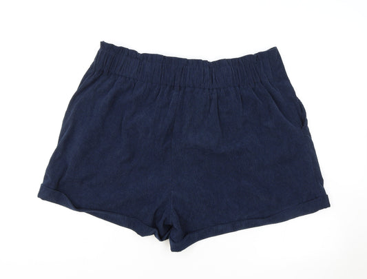 SheIn Womens Blue Polyester Paperbag Shorts Size XL Regular Button